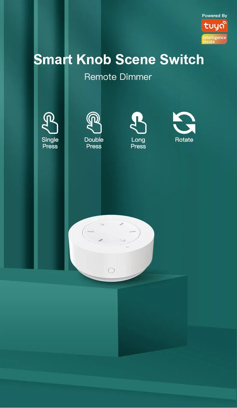 Tuya ZigBee Smart Knob Scene Switch Wirelessly Controls Lights Curtains And Switches Via The Tuya Smart app