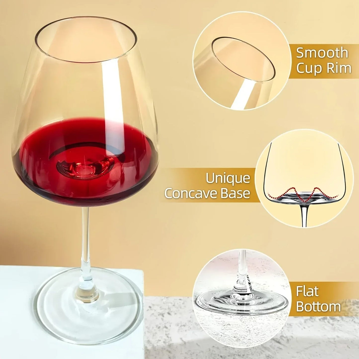 2 piece elegant hand-blown wine glasses - lead-free crystal, perfect for weddings, anniversaries and birthdays
