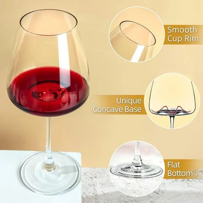 2 piece elegant hand-blown wine glasses - lead-free crystal, perfect for weddings, anniversaries and birthdays