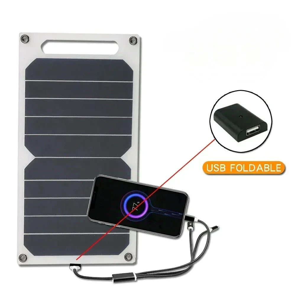 6W USB Solar Charger Portable Waterproof Panel For Outdoor Camping Hiking Mobile Phone Power Bank Charging