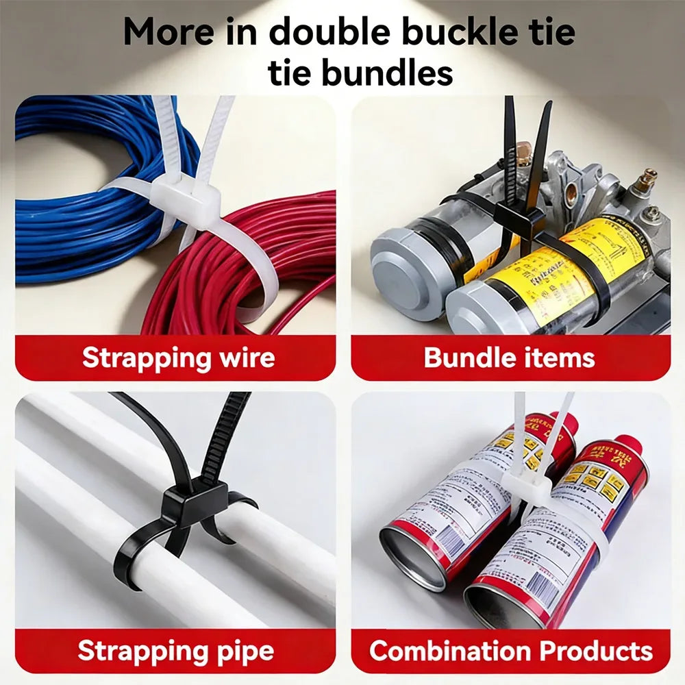 2/20PCS 27.5" Heavy Duty Police Plastic Handcuffs – Flexible Self-Locking Double-Head Nylon Cable Zip Ties