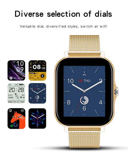 Nouvelle montre connectée compatible Android et iOS, écran couleur 1,44 pouce, appels Bluetooth, surveillance de l'oxygène sanguin et de la pression artérielle, pour femmes et hommes.