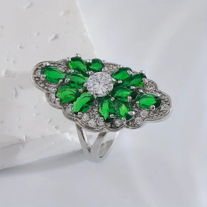 Hot Sale Cocktail Party Ring Flower Cubic Zirconia Valentine's Day Gift Fashion Jewelry Luxury Rings for Women & Lover