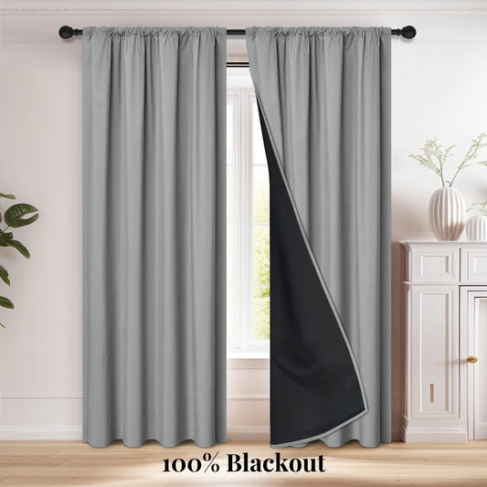 1pc 100% Blackout Curtain, Solid Color Curtains with Rod Pocket, Bedroom Living Room Curtains for Windows Curtain by PDG ibma