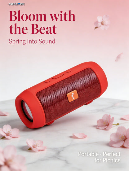 Portable Bluetooth Speaker, Stereo Surround, FM Radio, TF Card, 1200mAh Battery, 10m Range, Mini for Travel & Home