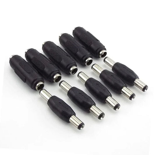 5.5*2.1mm / 5.5x2.1 mm DC double male to male Power Socket Connector CCTV female to   female Panel Mounting Jack Adaptor
