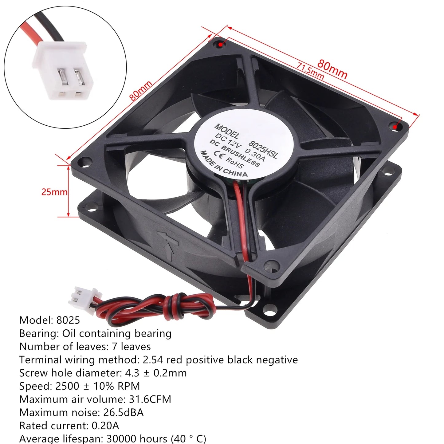 Silent DC12V Brushless Oil Content Cooling fan，for Power Supply Toy Chassis Multiple Sizes Available 2 3 4 5 6 7 8 9CM Silent