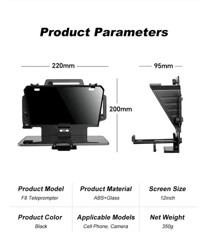 Soonpho F7 F8 Teleprompter for Tablet Laptop Smartphone Camera Bluetooth Portable Telepronter for Live Streaming Recording Video