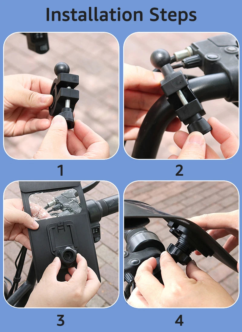 Bike Phone Holder Case Waterproof Bicycle Handlebar Phone Stand Motorcycle Rearview Mirror Cellphone Mount Cycling Accessories