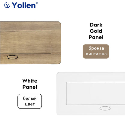 White/Black/Silver/Gold(Бронза Bинтажна) Metal Panel EUR Version RU Table Socket 2/3 Outlet USB Office Kitchen Cabinet Install