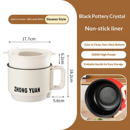 Folding Electric Pot Multifunctional Mini Cooker 15L Portable for Instant Noodles Dormitory Travel Fast Heating Auto Shut Off