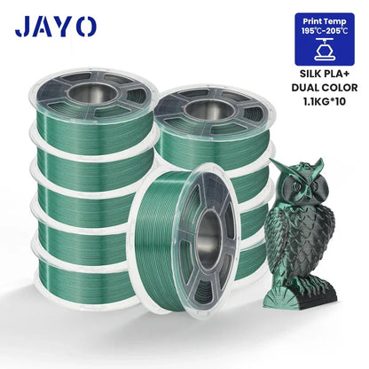 JAYO 10Rolls SILK PLA+ 3D Filament 1.75mm SILK PLA Rainbow  Filament for FDM 3D Printer SILK Dual & Triple 3D Printing Materials