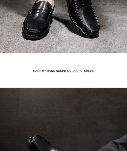 Vintage Top Layer Genuine Leather Slip on Loafers Breathable Moccasins Driving Design Casual Cowhide Shoes for Men
