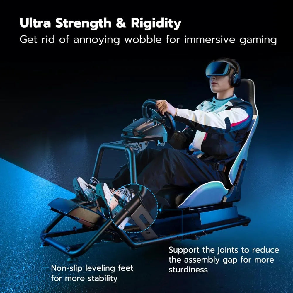 Sim Racing Cockpit with Adjustable Seat Wheel Stand for PS5 PS4 PC Gaming