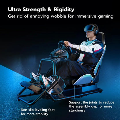 Sim Racing Cockpit with Adjustable Seat Wheel Stand for PS5 PS4 PC Gaming