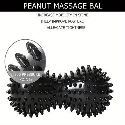Peanut-shaped yoga massage ball for deep tissue massage. It relaxes muscles in the shoulders, neck and back and relieves neck tension. It is an essential fitness accessory for yoga.