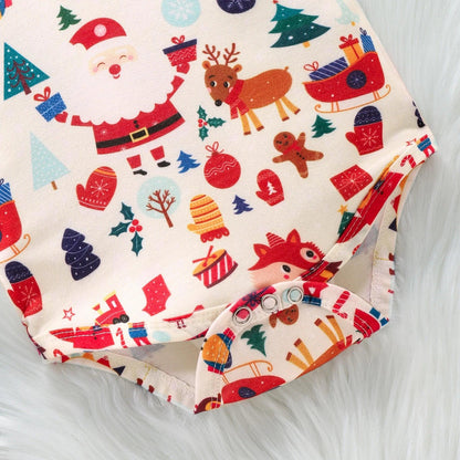 Christmas Suit Infant Bow Short Sleeve Polo Romper + Brace Shorts Set Newborn Baby Girl Boy Clothes
