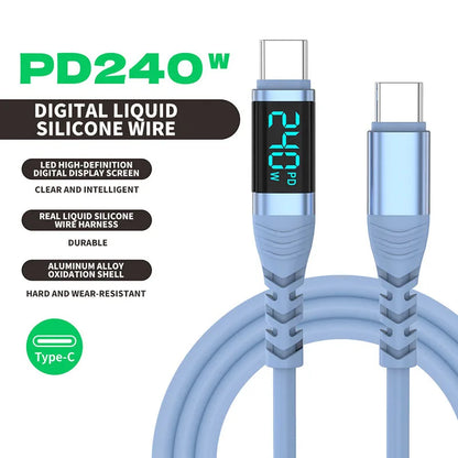 240W USB C Cable with Digital Display PD3.1 Fast Charging Cord for iPhone 17/1615 Pro Max Huawei Xiaomi iPad Laptop