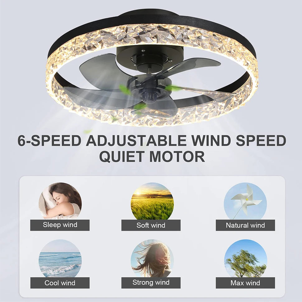 Modern Ceiling Fans Infinitely Dimmable Household Black White Ceiling Lamp With Remote Control Bedroom Living Room LED Fixtures