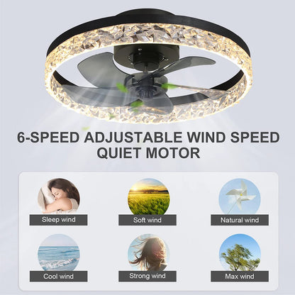 Modern Ceiling Fans Infinitely Dimmable Household Black White Ceiling Lamp With Remote Control Bedroom Living Room LED Fixtures