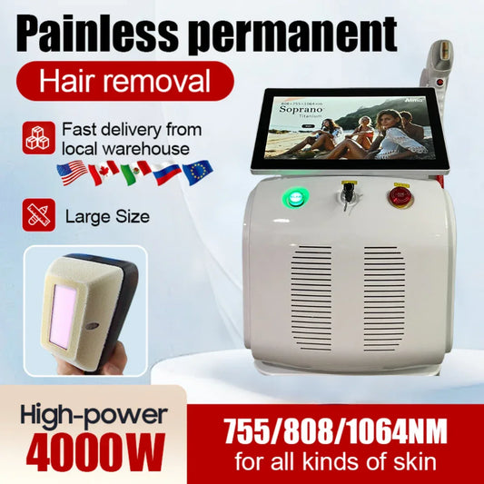 4000w High Power Diode Laser Hair Removal Cold Permanent Epilator Hair Removal Device Diode Laser Remove Hair Machine