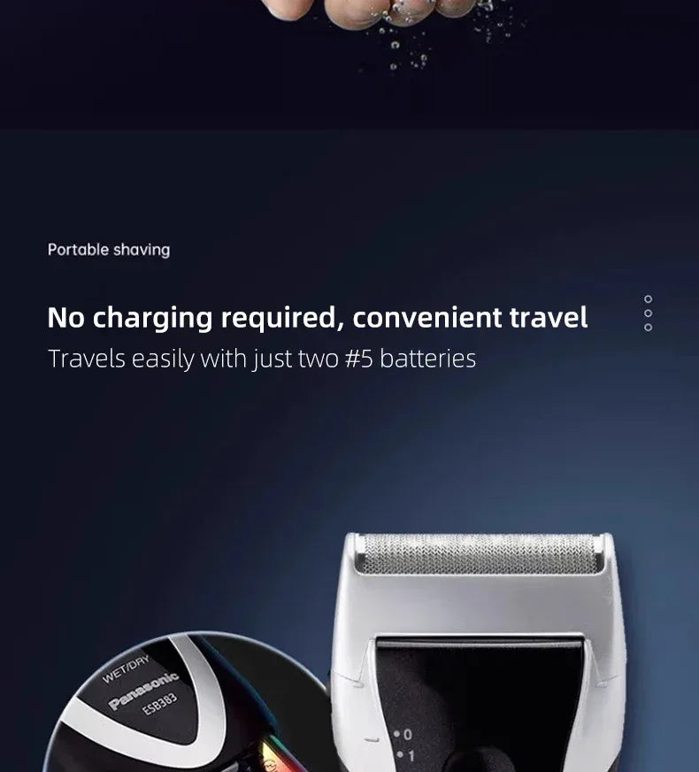 Panasonic Electric Razor For Men, Battery-Operated Travel Shaver, Cordless Wet Dry Lightweight Shaver with Ergonomic Grip ﻿