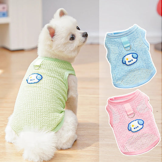 Cute Dog Cooling Vest Solid Breathable Mesh Thin Small Dog Summer Clothes  Bichon Medium Cat T Shirts Clothing Puppy Undershirt