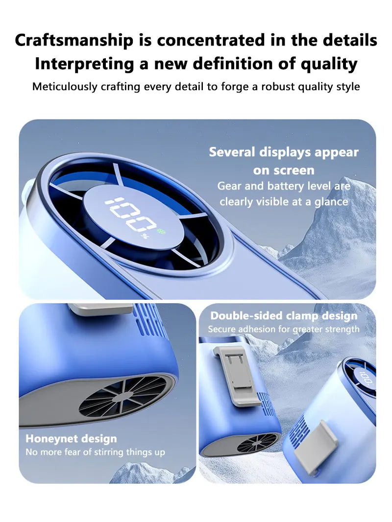 Lenovo Portable Waist Fan 100-Speed Strong Wind Rechargeable Neck Fan Quiet Long Battery Life Clip-on Fan for Outdoor Hiking