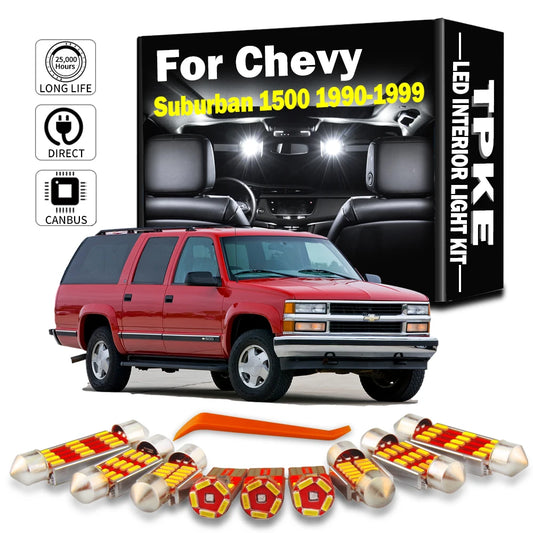 TPKE 14Pc For Chevrolet Chevy Suburban 1500 1990-1995 1996 1997 1998 1999 LED Interior Map Dome Light Kit Car Accessories Canbus by PDG ibma