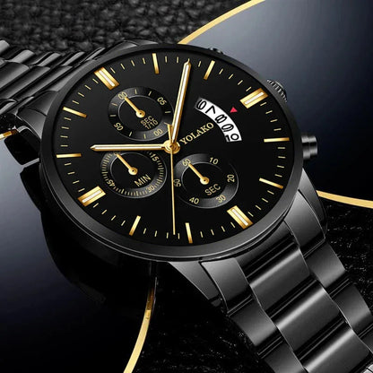 Luxury Men Stainless Steel Watch Calendar Quartz Wristwatch Business Watches Man Clock Relogio Masculino