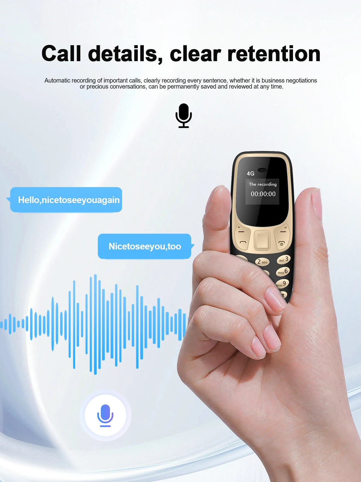 SERVO BM10 Mini Mobile Phone 2G GSM/4G LTE Speed Dial Call Recording MP3 Player Blacklist Dual SIM Standby Smallest Cellphones