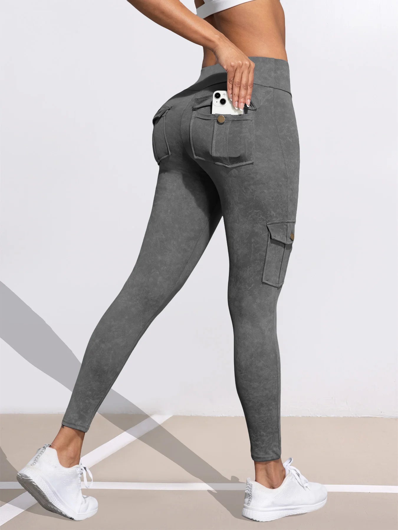 1/3 PCS Washed Print Work Pocket Women Leggings Elastic Butt Lifting Fitness Tights 2025 New Athletic Pants Fashion Streetwear