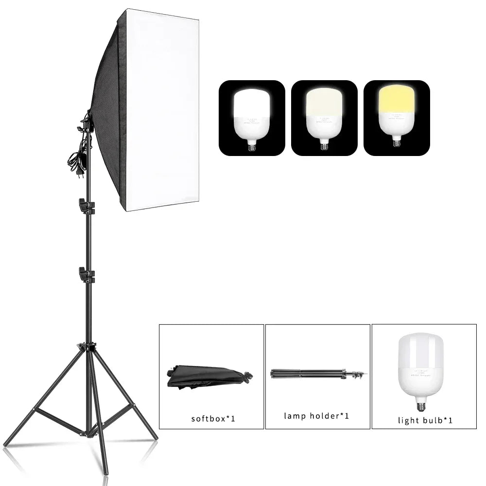 SH 50x70CM Photography Softbox Lighting Kits Professional Continuous Light System Equipment For Photo Studio
