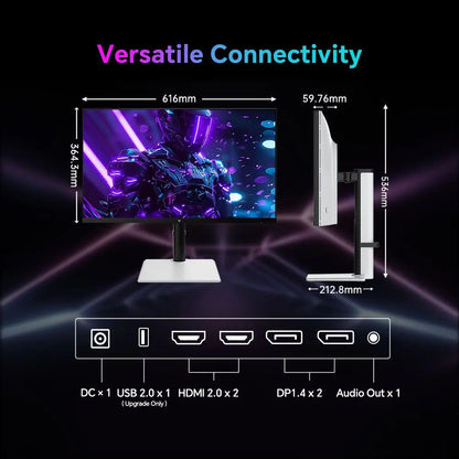 KTC H27T6 Flat Fast IPS QHD 2560*1440 @ 200Hz Overdrive to 210Hz, 1Ms GTG Response Time, 450 cd/nationwide, 27 "2K Gaming Monitor Dual Speakers flexible Stand VESA Mount, Advanced Adaptive Sync & HDR400 Supported
