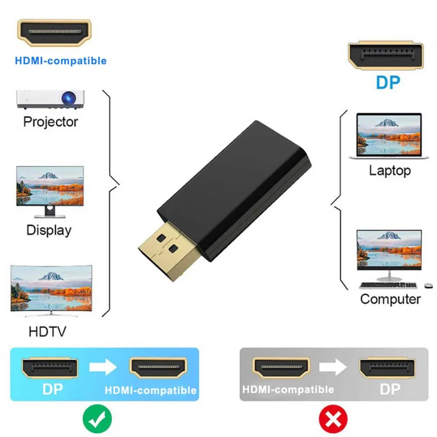 HD 4K DisplayPort To HDMI-compatible Adapter Converter DP Male To Female HDMI-compatible HDTV Adapter Video Audio PC Laptop