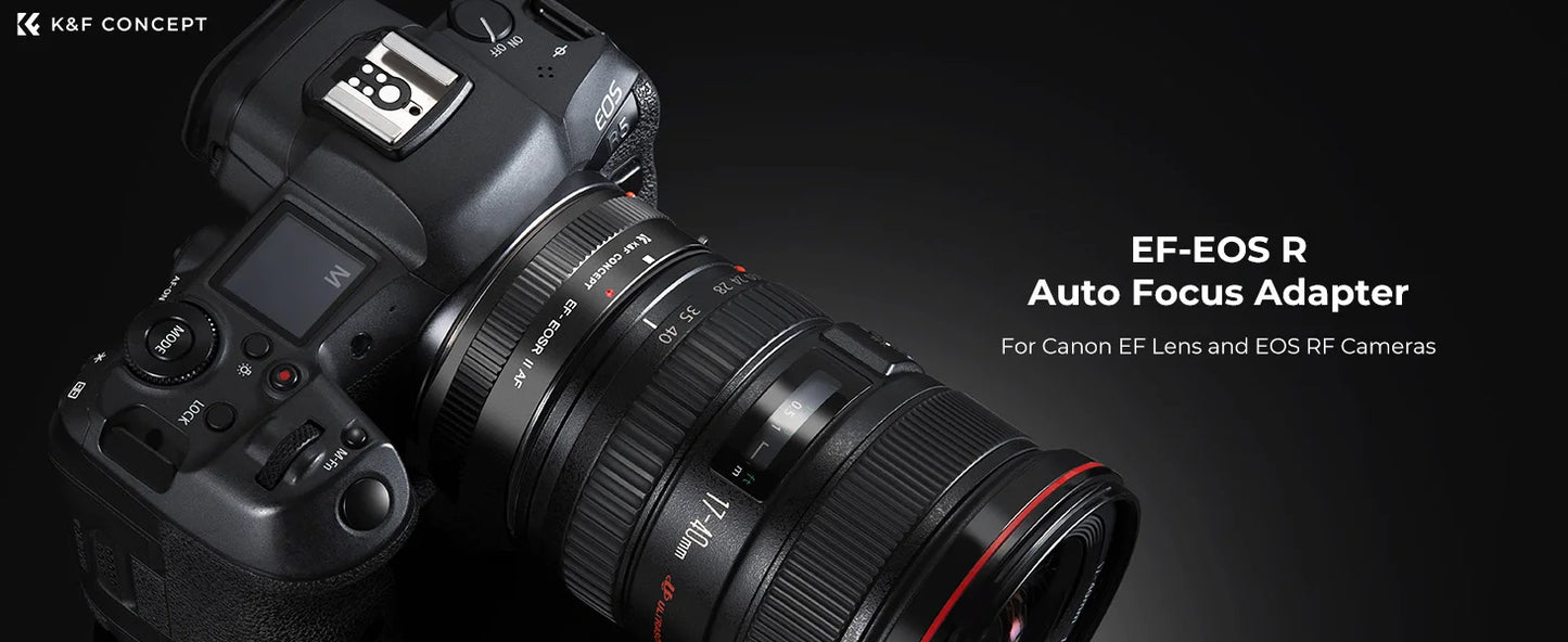 K&F CONCEPT EF to EOS R Adapter Auto Focus Lens Mount Adapter for Canon EF EF-S Lens to Canon EOS R/RF R3 R6 R50 Mount Cameras