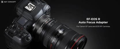 K&F CONCEPT EF to EOS R Adapter Auto Focus Lens Mount Adapter for Canon EF EF-S Lens to Canon EOS R/RF R3 R6 R50 Mount Cameras