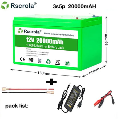 Rscrola 12V Lithium Battery, 40Ah Rechargeable 12V Batteries with Charger, for Sprayer,Children's Toy Car, Electric Blower,Scale
