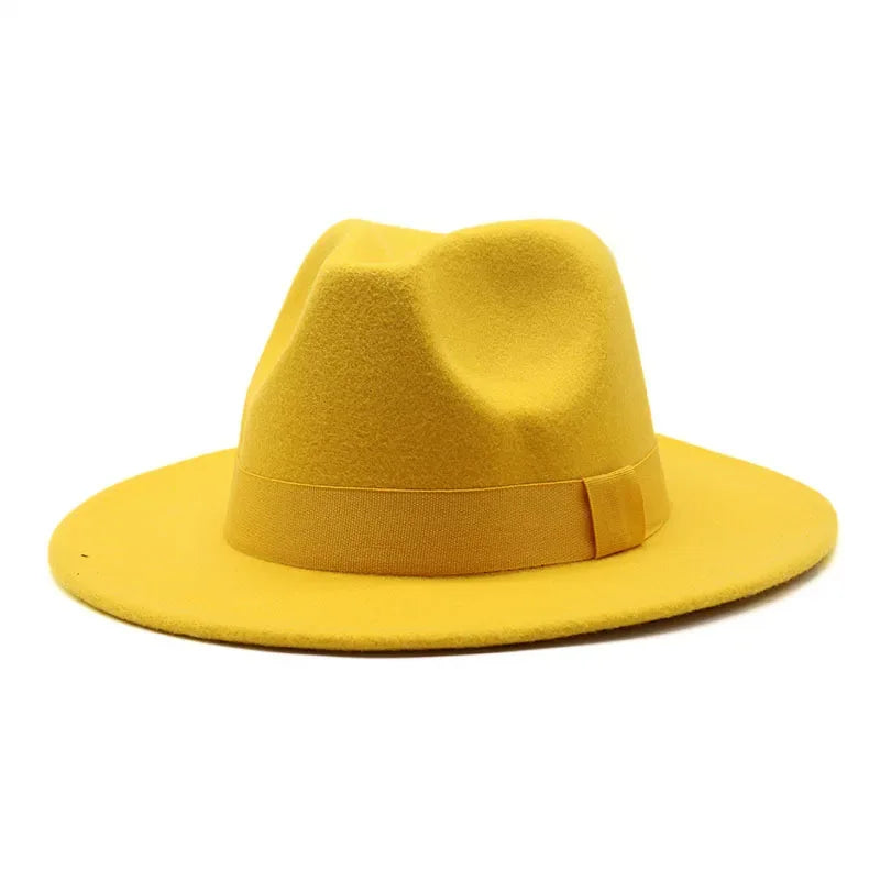 2023 New Hot Wide Brim Felt Fedora Hats With Bee Ribbon Autumn Winter Wedding Party Trilby Hat Men Gentleman Jazz Hats 56-58CM