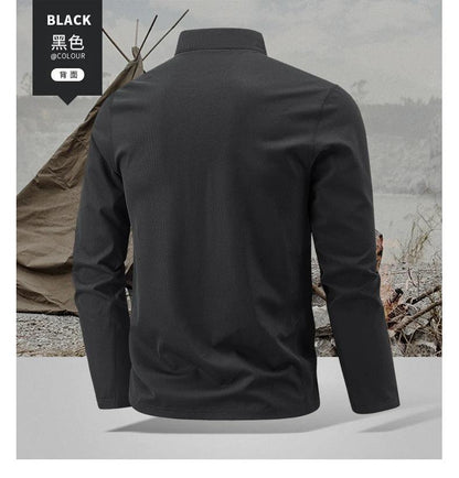 Quick Dry Men's Polo Shirt Stand Collar Pullover Male Long Sleeve Half Zipper Spring Big Size Plus Large 6XL 7XL 8XL Sport Golf