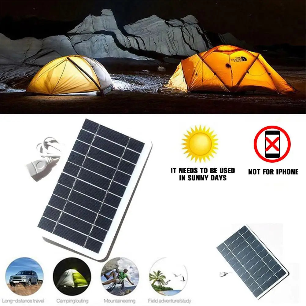 5V 400MA Solar Panel Charger Output USB Type-C Portable Solar System Mobile Phone Charger Electric Fan Outdoor Camping Home