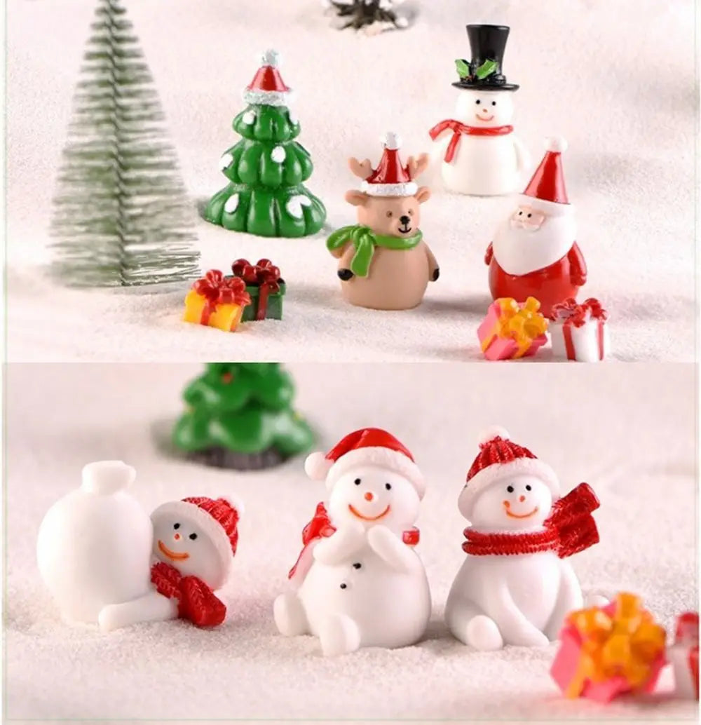 Gift Box Snowman Terrarium Dollhouse Fairy Garden Figures Micro Landscape Ornaments Figurines Christmas Miniature