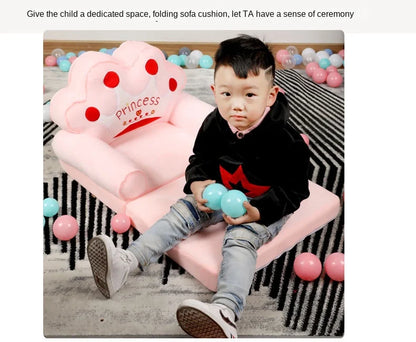 MOMO Children Sofa Cute Cartoon Lazy Folding Small Sofa Bed Girl Princess Baby Toddler Dual-purpose Small Child Seat