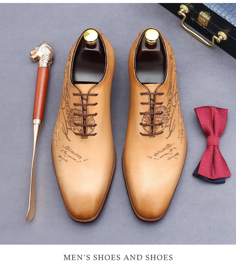 British Trend Mens Dress Shoes Elegant Genuine Cow Leather 2023 Autumn Designer New Style Oxfords Wedding Social Shoes Man