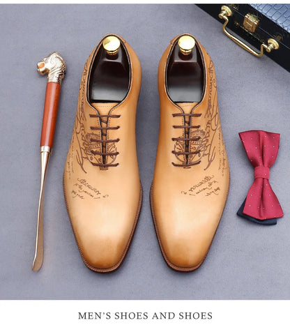 British Trend Mens Dress Shoes Elegant Genuine Cow Leather 2023 Autumn Designer New Style Oxfords Wedding Social Shoes Man
