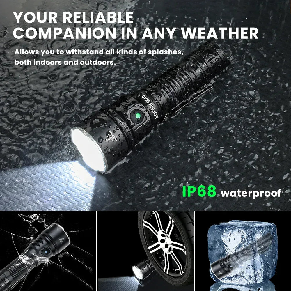NEW SOFIRN SK40 3200lm Tactical Flashlight 580m Powerful Bright SFT70 LED IP68 waterproof Torch with Dual Switch