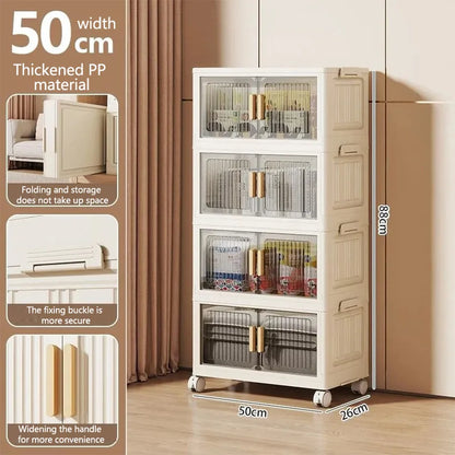 Multi-Functional Folding Storage Cabinet with Doors for Home Office Kitchen Bathroom Organizer White Black Gray