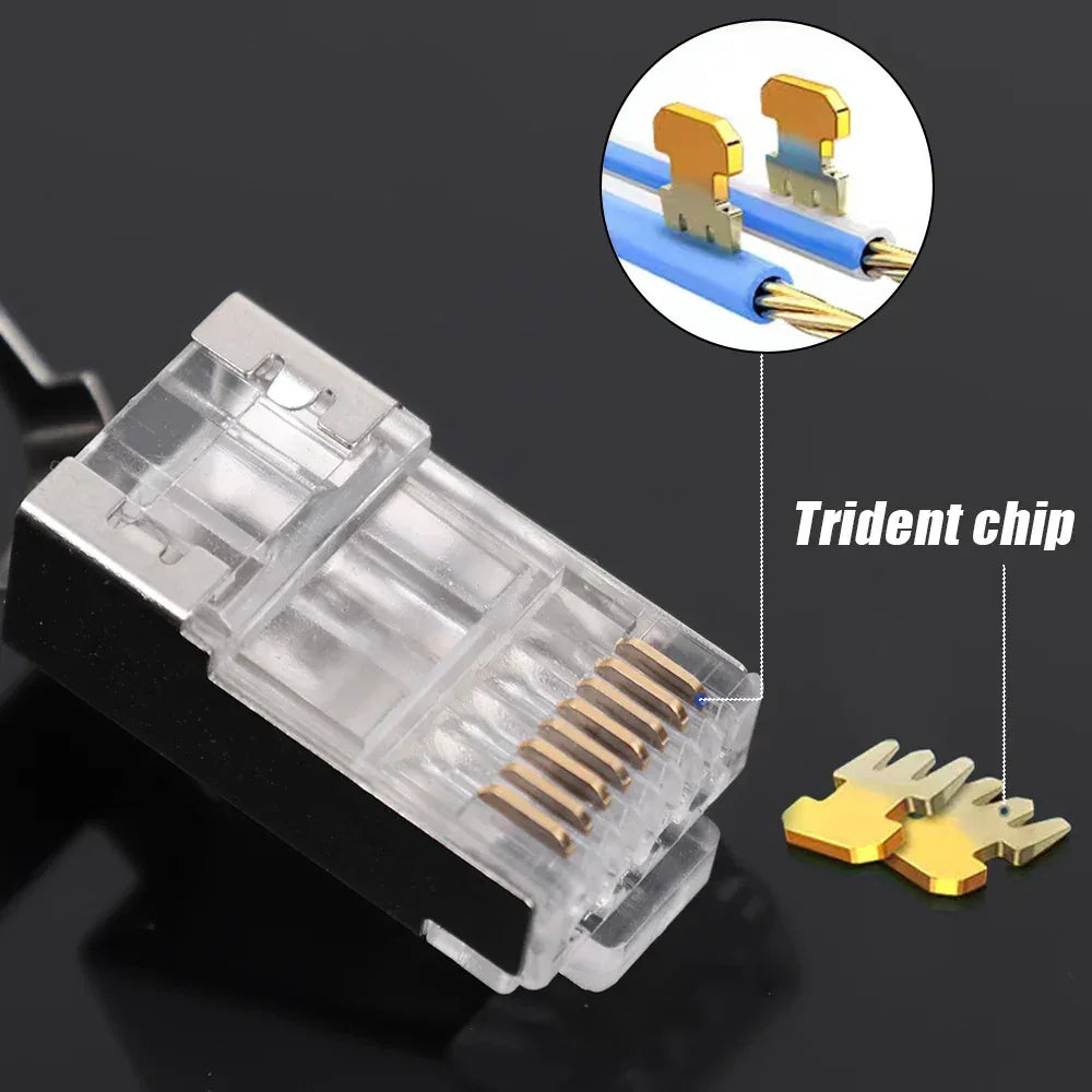 50/1PACK Connectors Pass Through Modular Plug CAT6 CAT7 CAT5 Ethernet Cable Shielded Connectors for RJ45 Net Pass Through Plugs