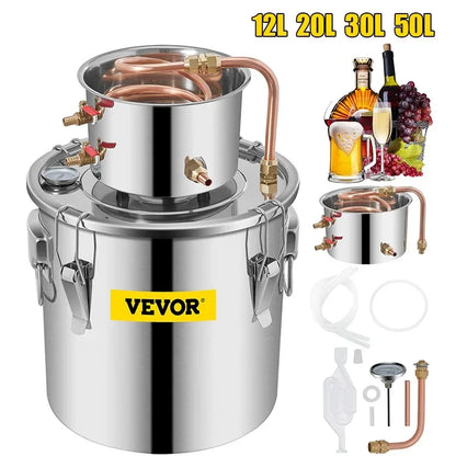 SucceBuy 3 5 8 13 Gal Distiller Alambic Alcohol Still Stainless Copper DIY Home Brew Water Wine Essential Oil Brewing Kit