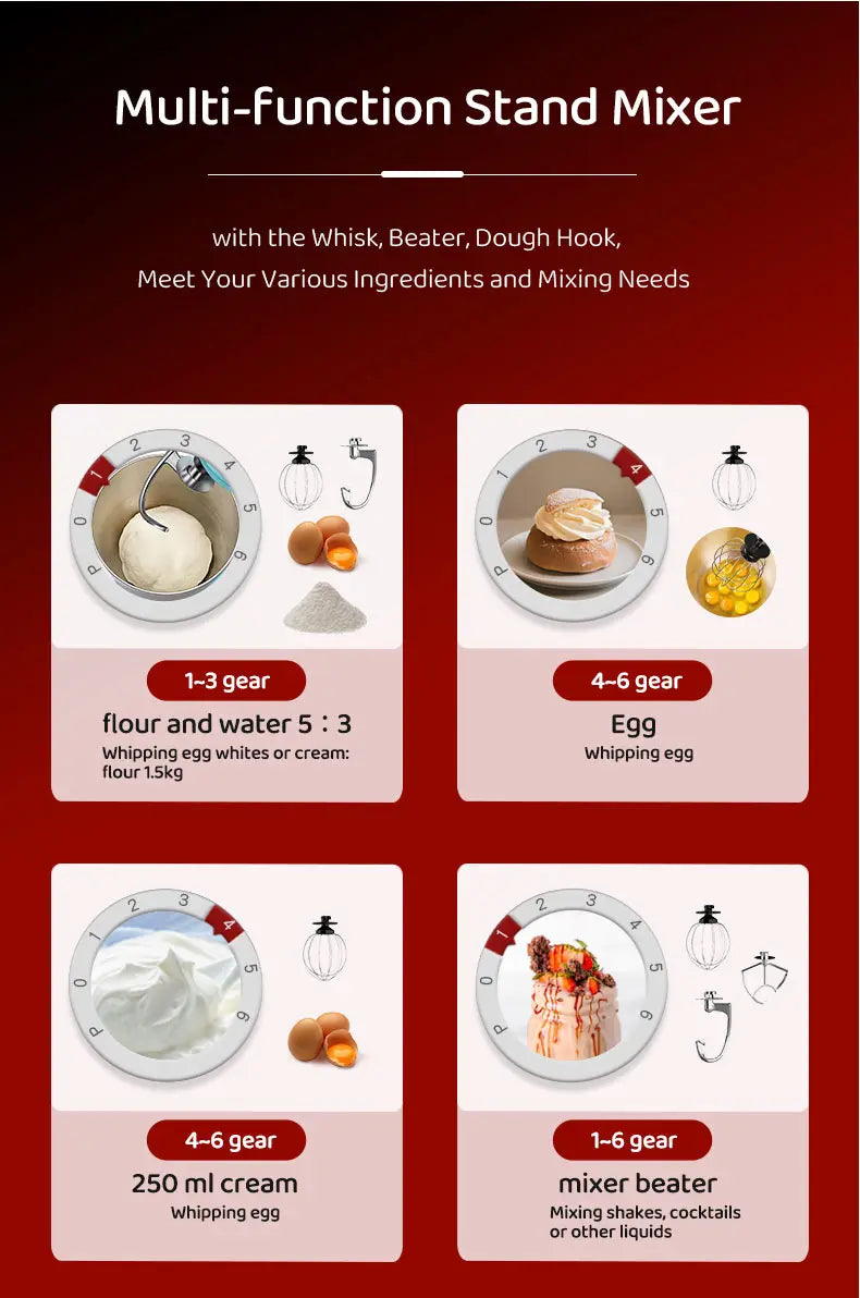 Household Stand Mixer Kitchen Machine High Power Capacity 2200W 10L Cake Bread Dough Mixer Planetary Food Mixer